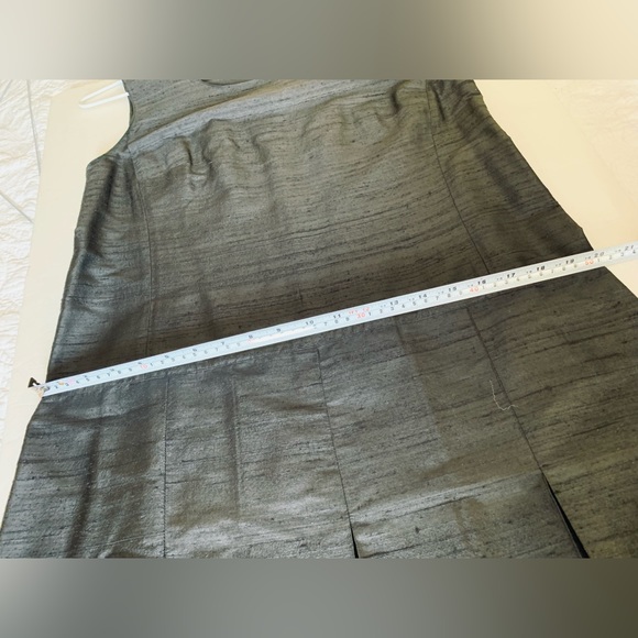 Shiny black silk long pleated dress with slits and short blazer 2 Pc suit US 12 - Picture 15 of 16